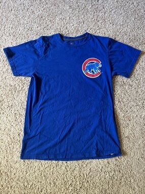 Majestic Chicago Cubs Jake Arrieta Shirsey Royal Blue Tee with Team Logo